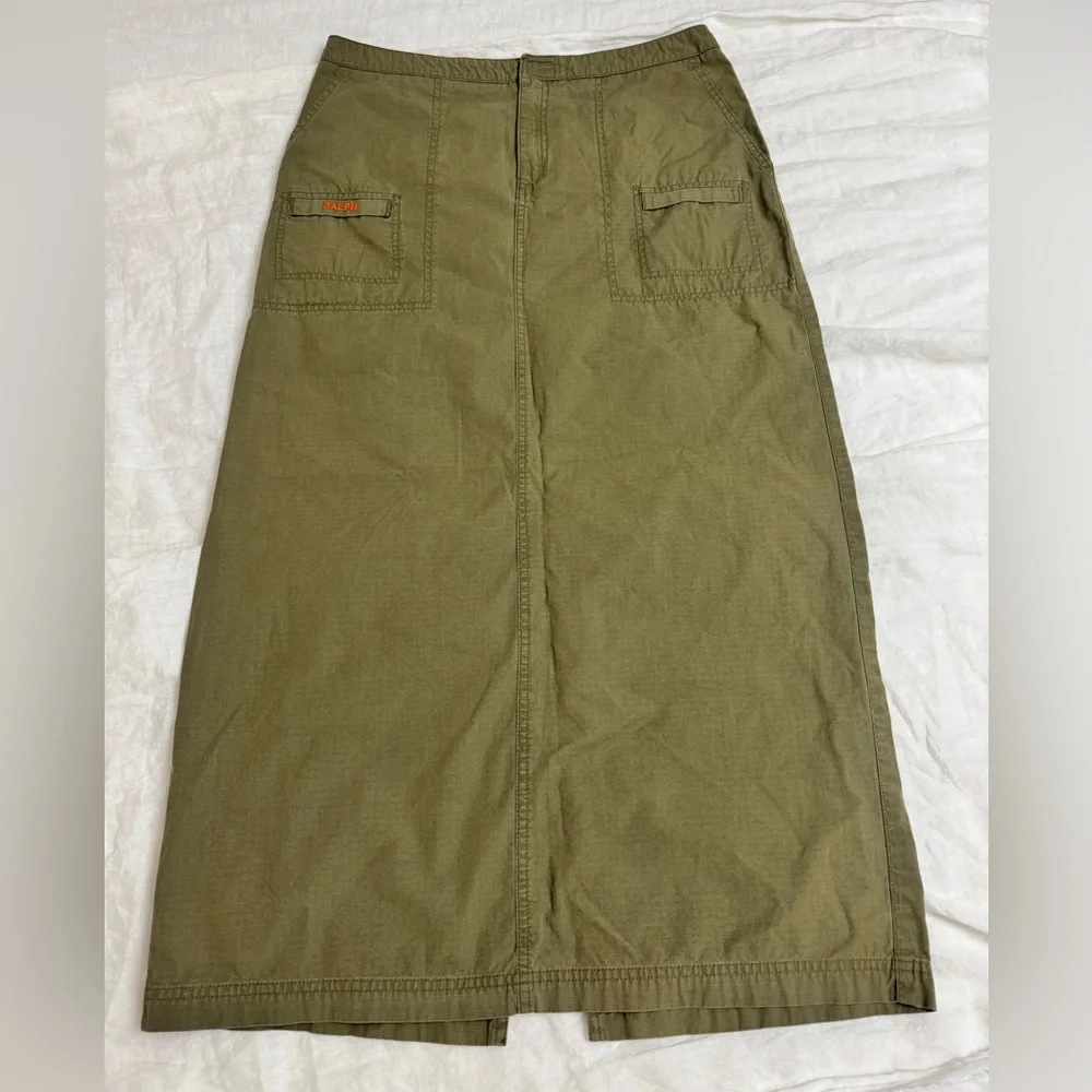 Vintage Rare 90’s Ralph Lauren Maxi Cargo Skirt 100% Cotton Utility Grunge Sz 12